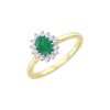 9ct Gold Diamond & Emerald Cluster Ring