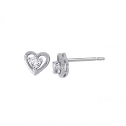 9ct White Gold Heart Stud Earrings made with SWAROVSKI® Zirconia
