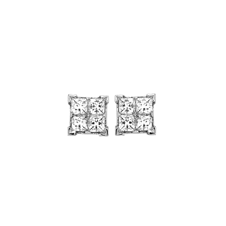 9ct White Gold Princess Cut Studs made with SWAROVSKI® Zirconia