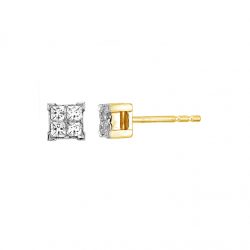 9ct Gold Princess Cut Cluster Studs made with SWAROVSKI® Zirconia