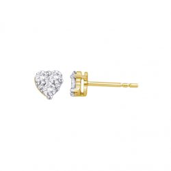 9ct Gold Heart Shape Cluster Studs made with SWAROVSKI®Zirconia
