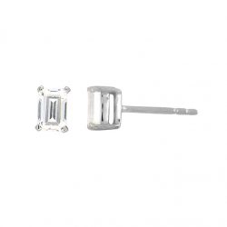 9ct White Gold Emerald Cut Studs made with SWAROVSKI® Zirconia