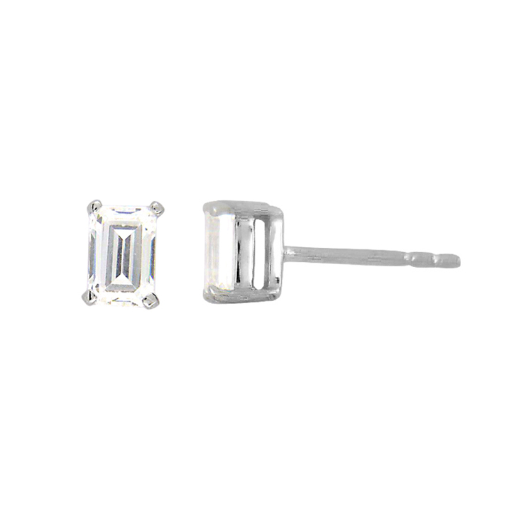 9ct White Gold Emerald Cut Studs made with SWAROVSKI® Zirconia