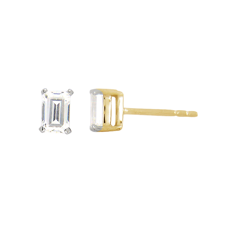 9ct Gold Emerald Cut Studs made with SWAROVSKI® Zirconia