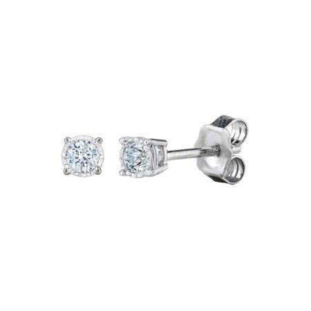 9ct White Gold Diamond Stud Earrings