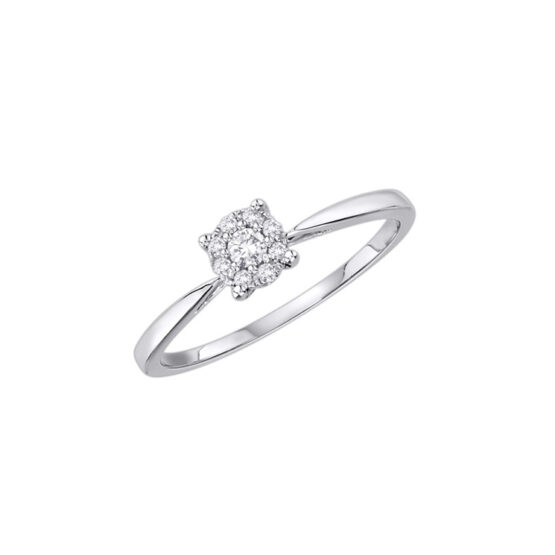 9ct White Gold Diamond Engagement Ring