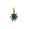 9ct Gold Emerald & Diamond Cluster Pendant