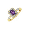 9ct Gold Diamond & Amethyst Ring