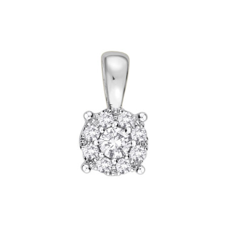 9ct White Gold Diamond Pendant