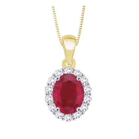 9ct Gold Created Ruby and SWAROVSKI® Zirconia Pendant