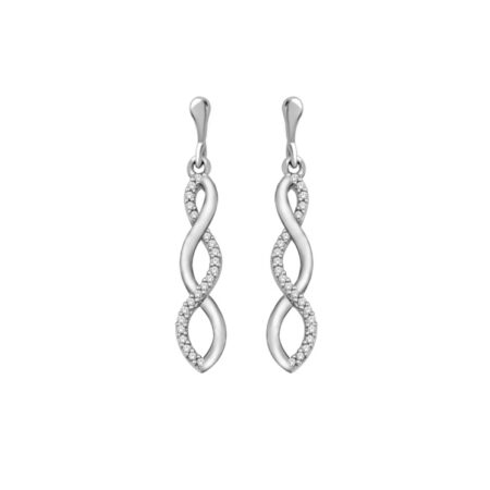 9ct White Gold Diamond Drop Earrings