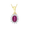 9ct Gold Diamond & Ruby Cluster Pendant