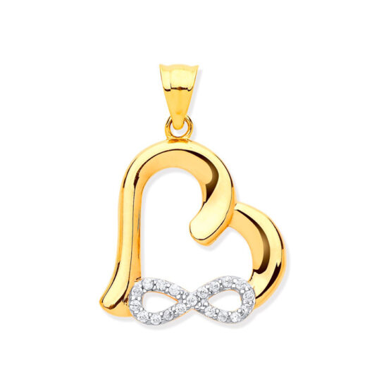 9ct gold infinity heart pendant