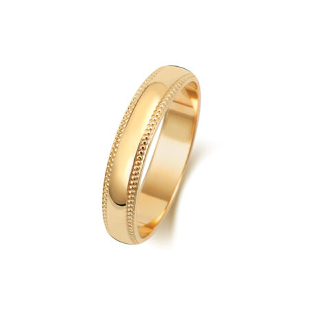 9ct Gold Milgrain Edge Wedding Ring 4mm