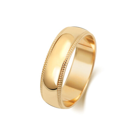 9ct Gold Milgrain Edge Wedding Ring 6mm